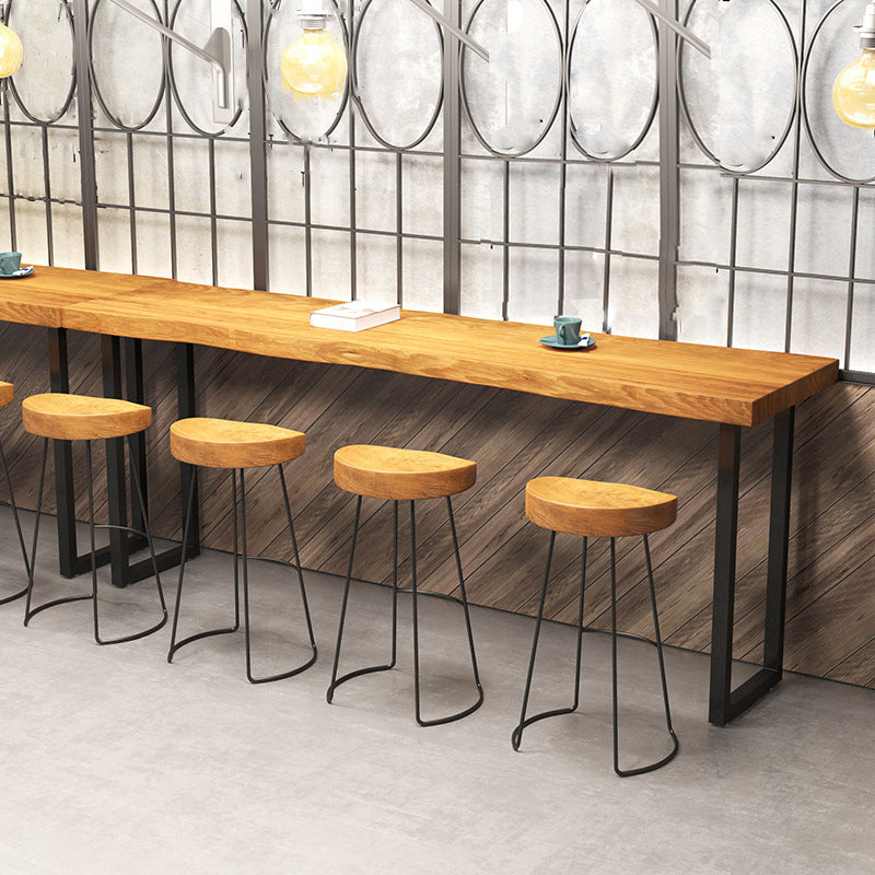 Solid Wood Top Bar Counter Industrial Rectangle Bar Counter with Sled Base