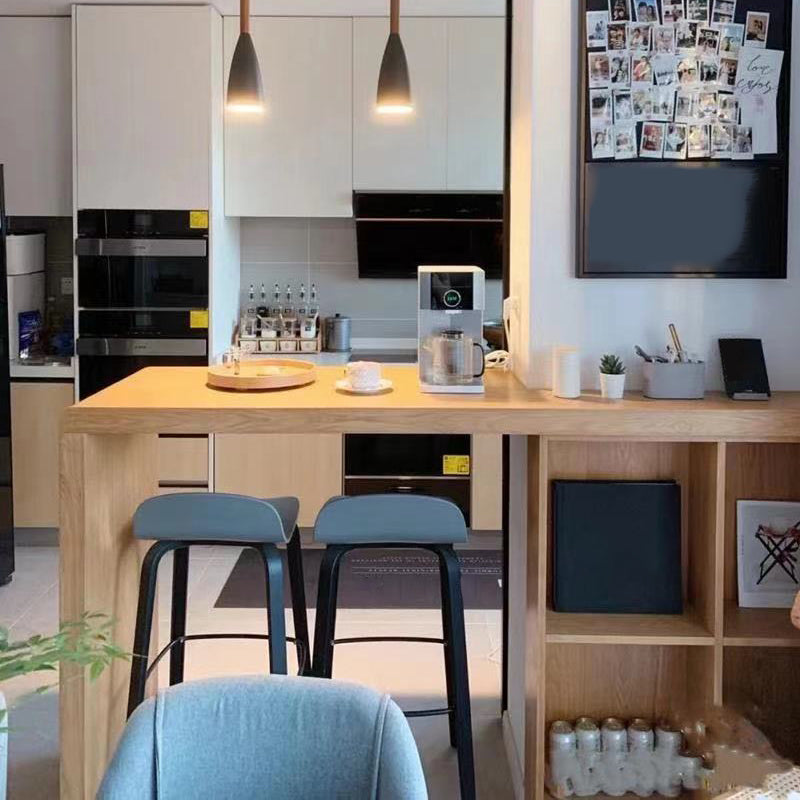 Nordic Indoor Simple Barstool Low Back Iron Tall Stool with Plastic Seat