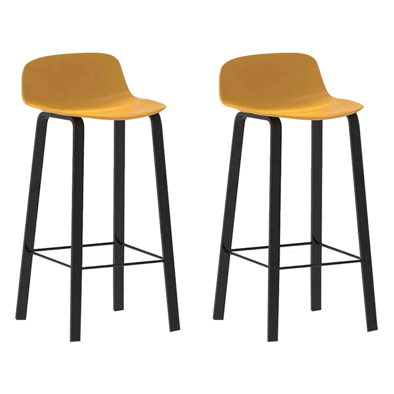 Nordic Indoor Simple Barstool Low Back Iron Tall Stool with Plastic Seat