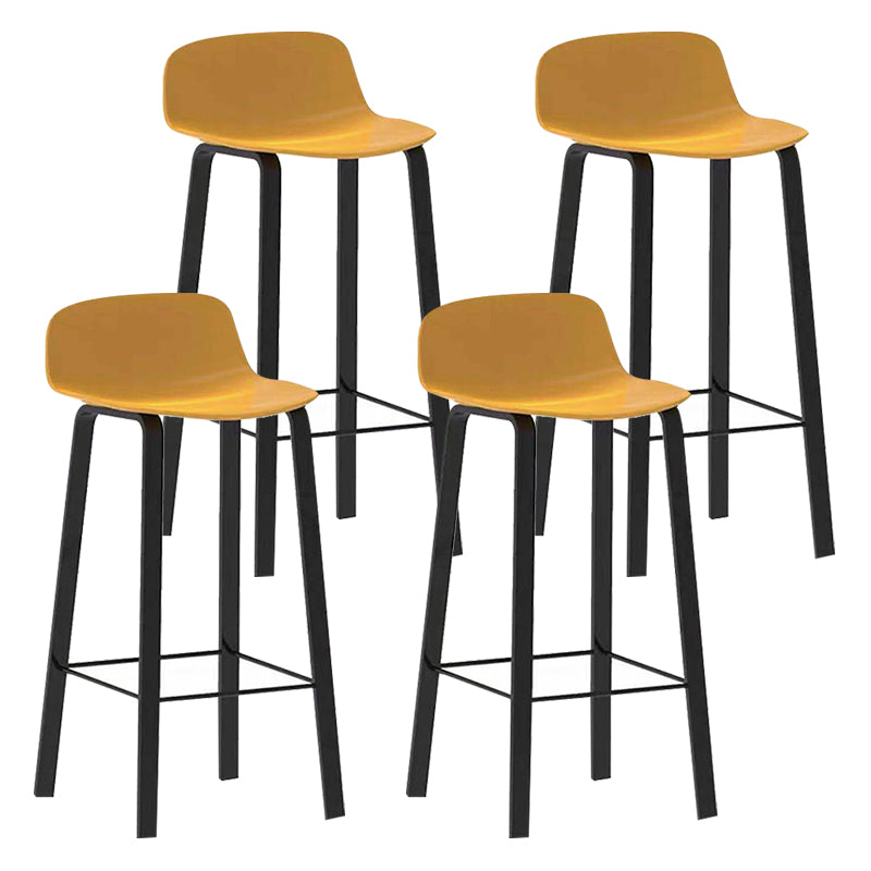 Nordic Indoor Simple Barstool Low Back Iron Tall Stool with Plastic Seat