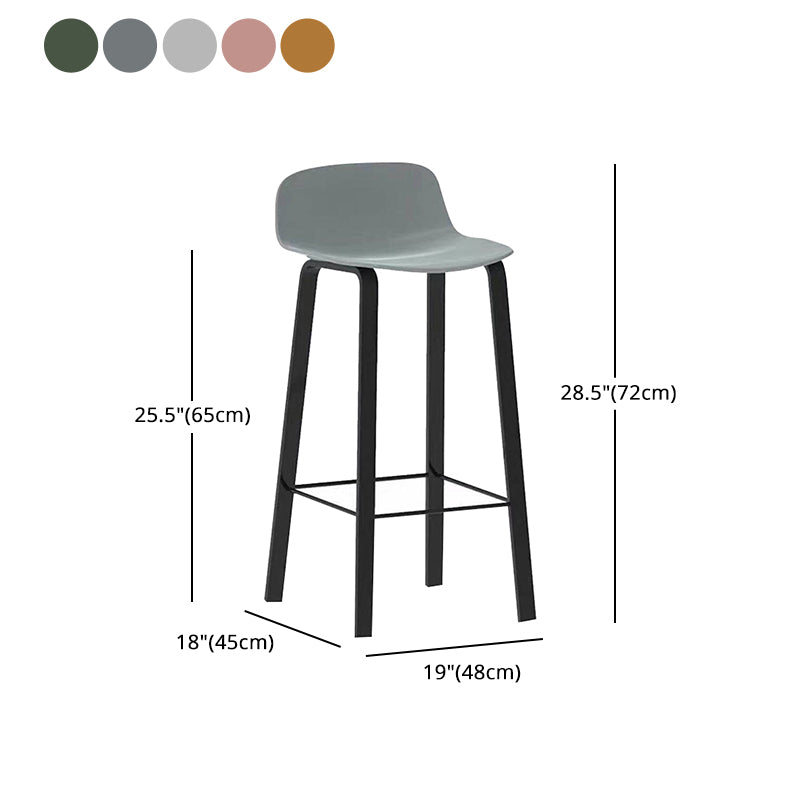 Nordic Indoor Simple Barstool Low Back Iron Tall Stool with Plastic Seat