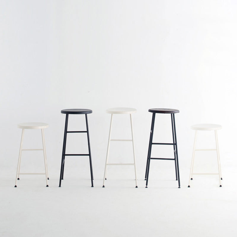 Industrial Iron Backless Barstool Simple Indoor Tall Stool with Square Seat 1 Piece