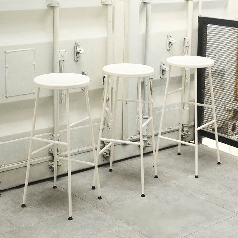 Industrial Iron Backless Barstool Simple Indoor Tall Stool with Square Seat 1 Piece