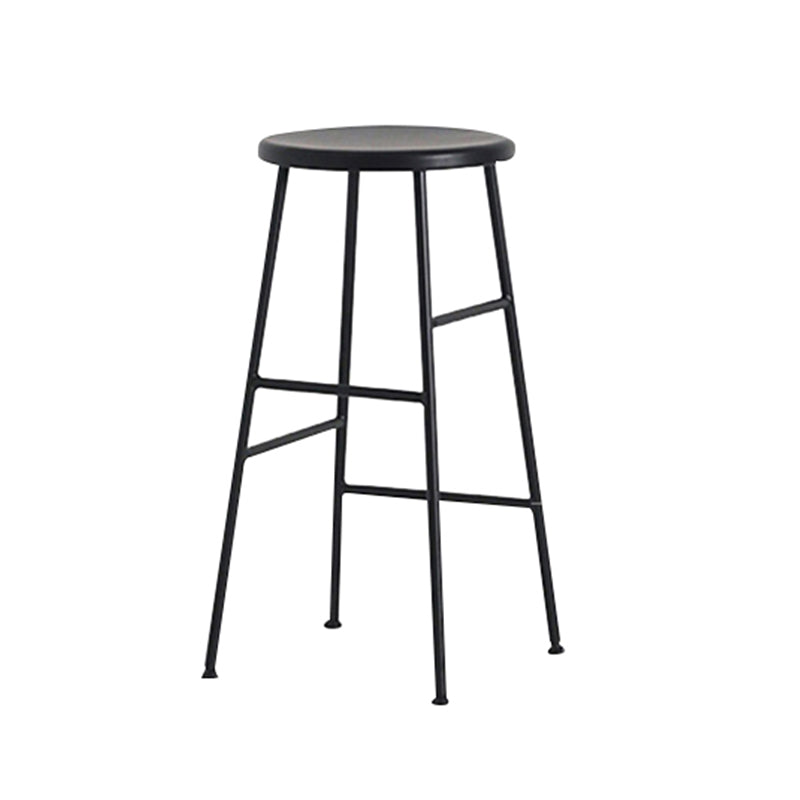 Industrial Iron Backless Barstool Simple Indoor Tall Stool with Square Seat 1 Piece