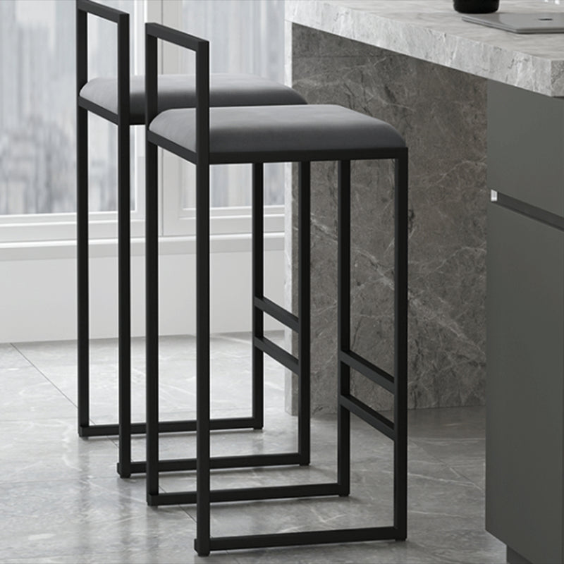 Nordic Steel Low Back Barstool Simple Indoor Tall Stool with Upholstered