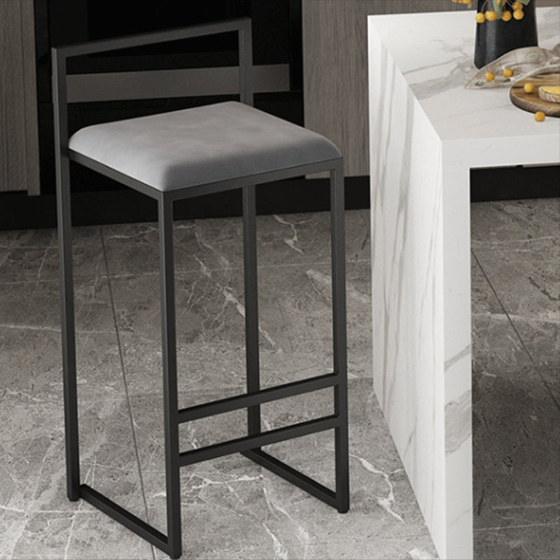 Nordic Steel Low Back Barstool Simple Indoor Tall Stool with Upholstered