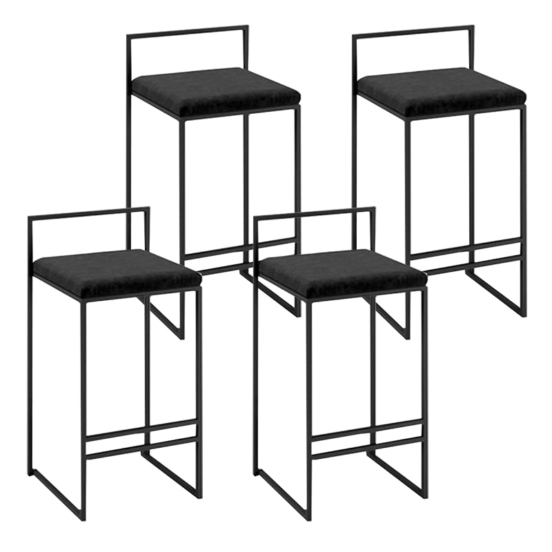 Nordic Steel Low Back Barstool Simple Indoor Tall Stool with Upholstered