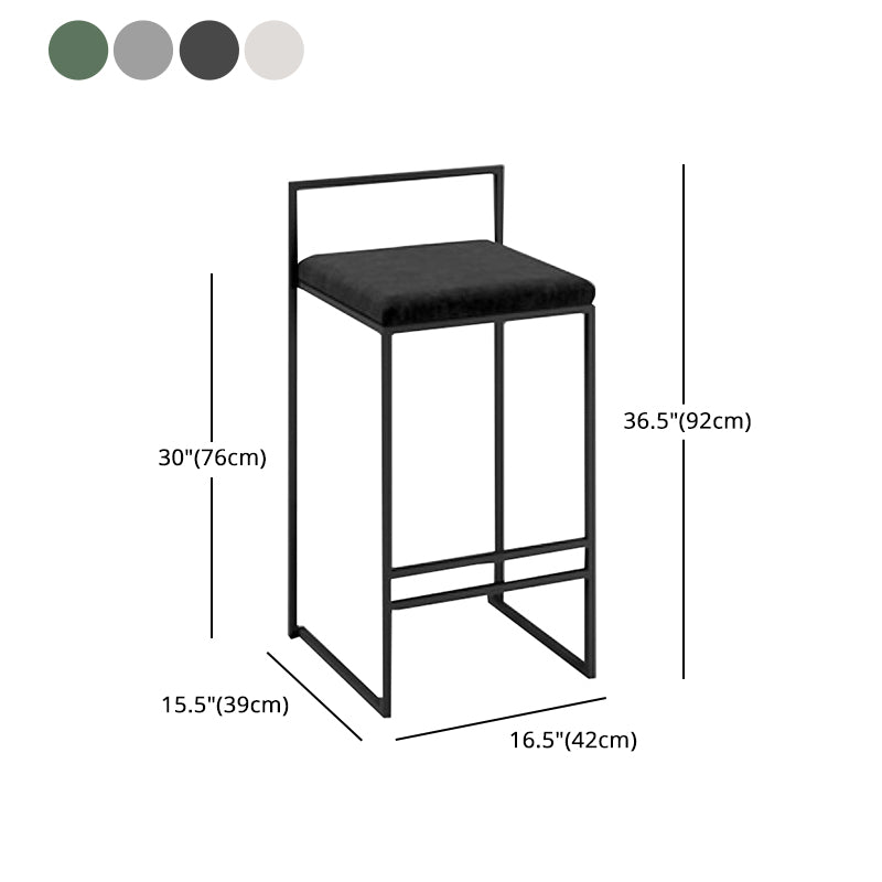 Nordic Steel Low Back Barstool Simple Indoor Tall Stool with Upholstered