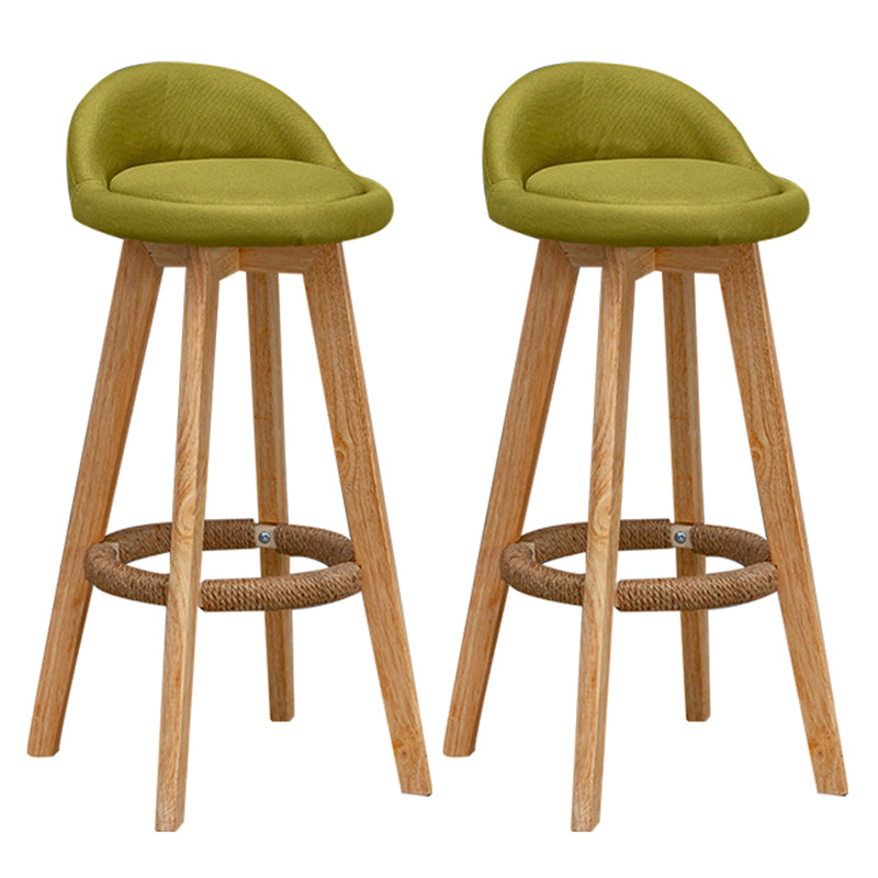 Nordic Indoor Low Back Barstool Swivel Rubberwood Tall Stool with Upholstered