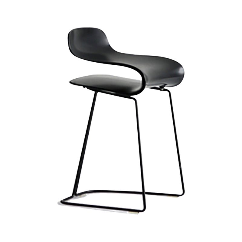 Nordic Stainless Steel Simple Barstool Low Back Indoor Tall Stool with Plastic Seat