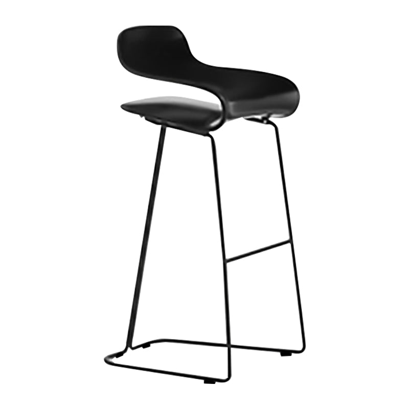 Nordic Stainless Steel Simple Barstool Low Back Indoor Tall Stool with Plastic Seat