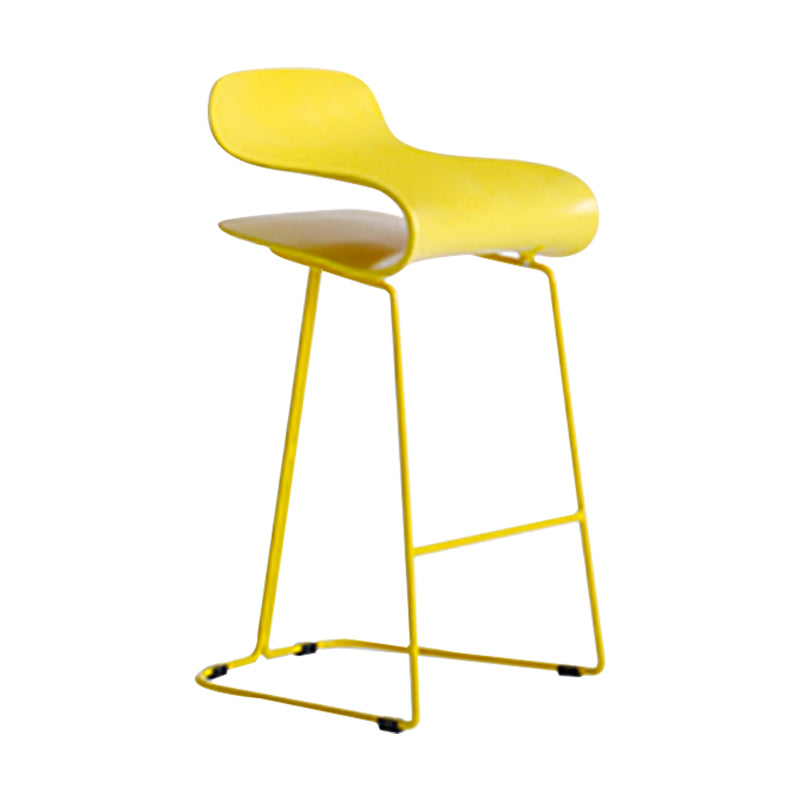 Nordic Stainless Steel Simple Barstool Low Back Indoor Tall Stool with Plastic Seat