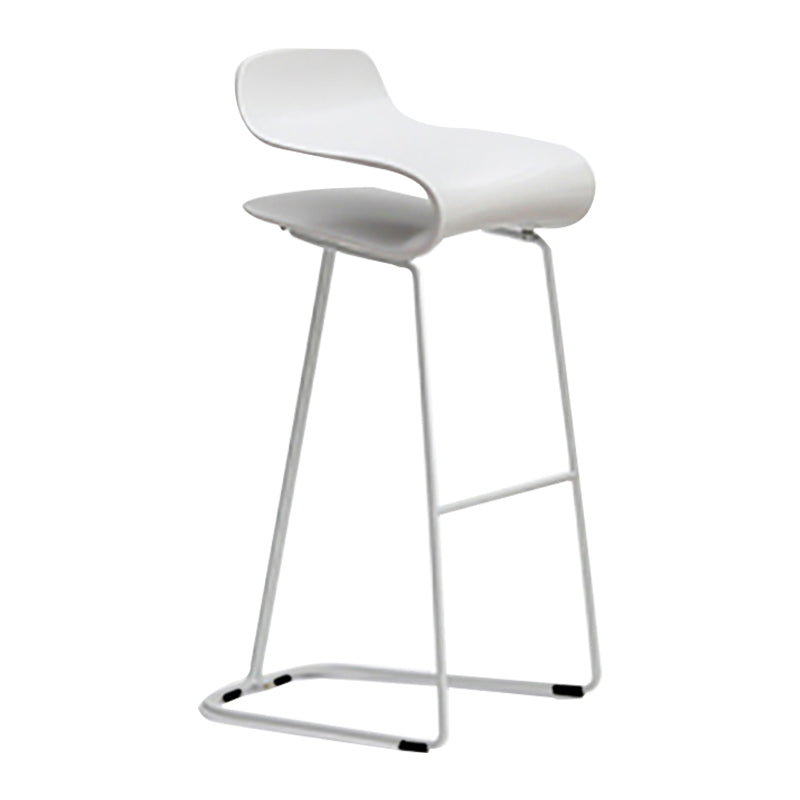 Nordic Stainless Steel Simple Barstool Low Back Indoor Tall Stool with Plastic Seat