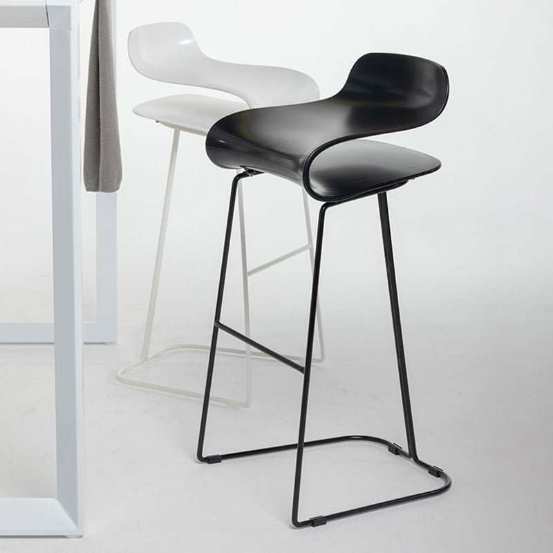 Nordic Stainless Steel Simple Barstool Low Back Indoor Tall Stool with Plastic Seat
