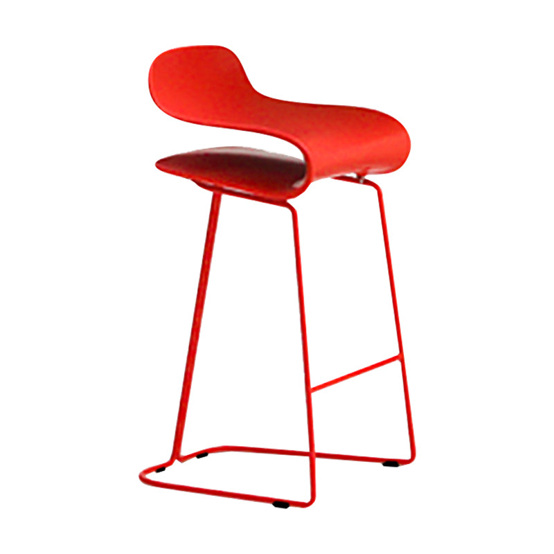 Nordic Stainless Steel Simple Barstool Low Back Indoor Tall Stool with Plastic Seat