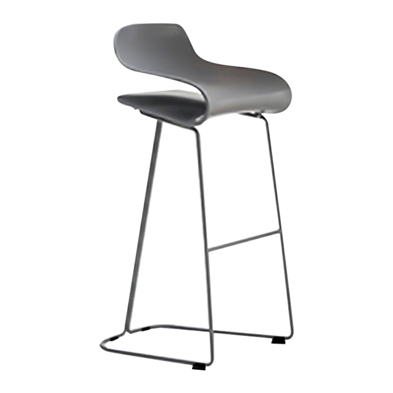 Nordic Stainless Steel Simple Barstool Low Back Indoor Tall Stool with Plastic Seat