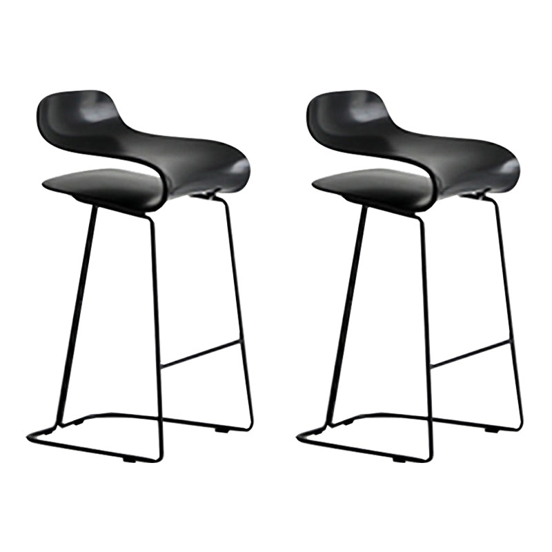 Nordic Stainless Steel Simple Barstool Low Back Indoor Tall Stool with Plastic Seat