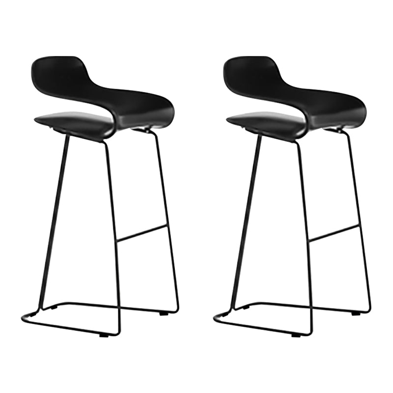 Nordic Stainless Steel Simple Barstool Low Back Indoor Tall Stool with Plastic Seat