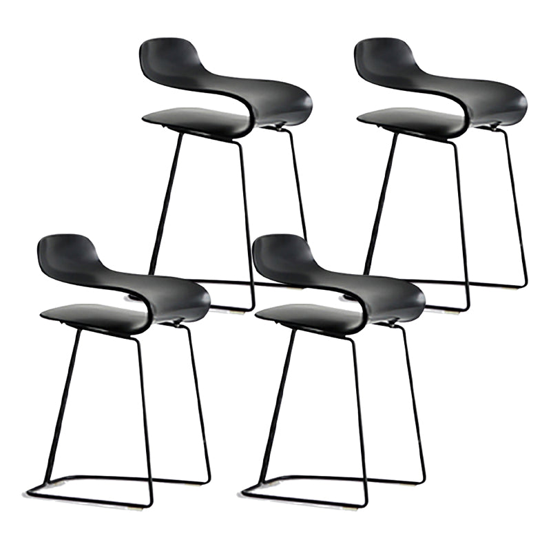Nordic Stainless Steel Simple Barstool Low Back Indoor Tall Stool with Plastic Seat