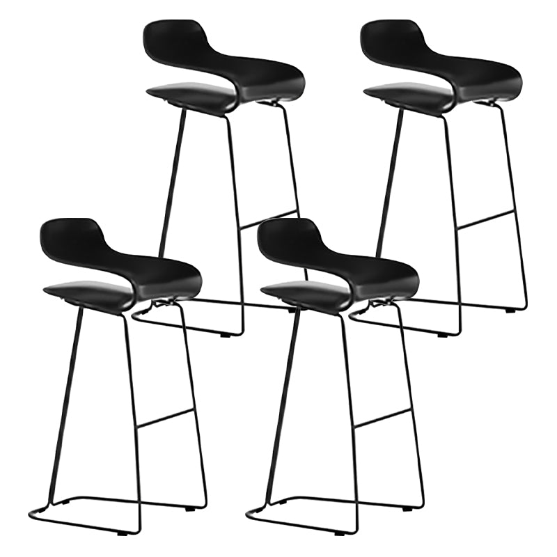 Nordic Stainless Steel Simple Barstool Low Back Indoor Tall Stool with Plastic Seat