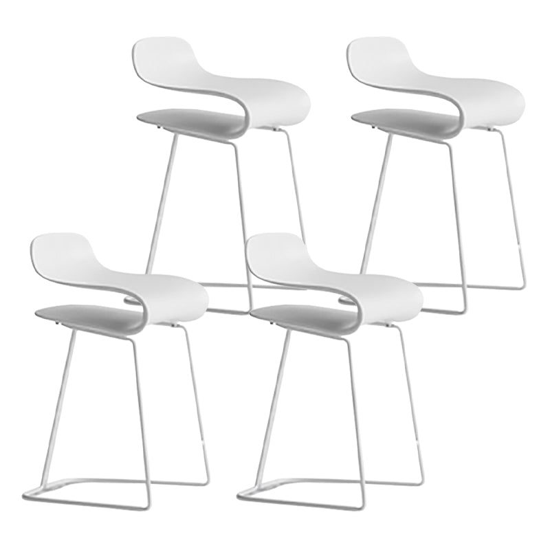 Nordic Stainless Steel Simple Barstool Low Back Indoor Tall Stool with Plastic Seat