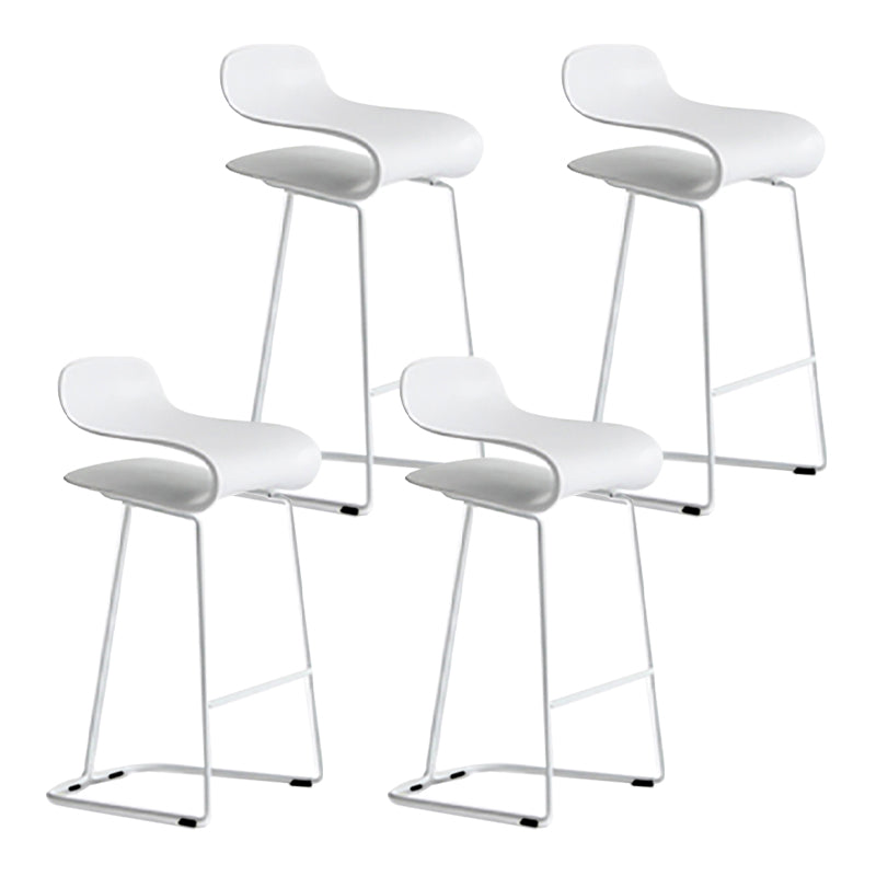 Nordic Stainless Steel Simple Barstool Low Back Indoor Tall Stool with Plastic Seat