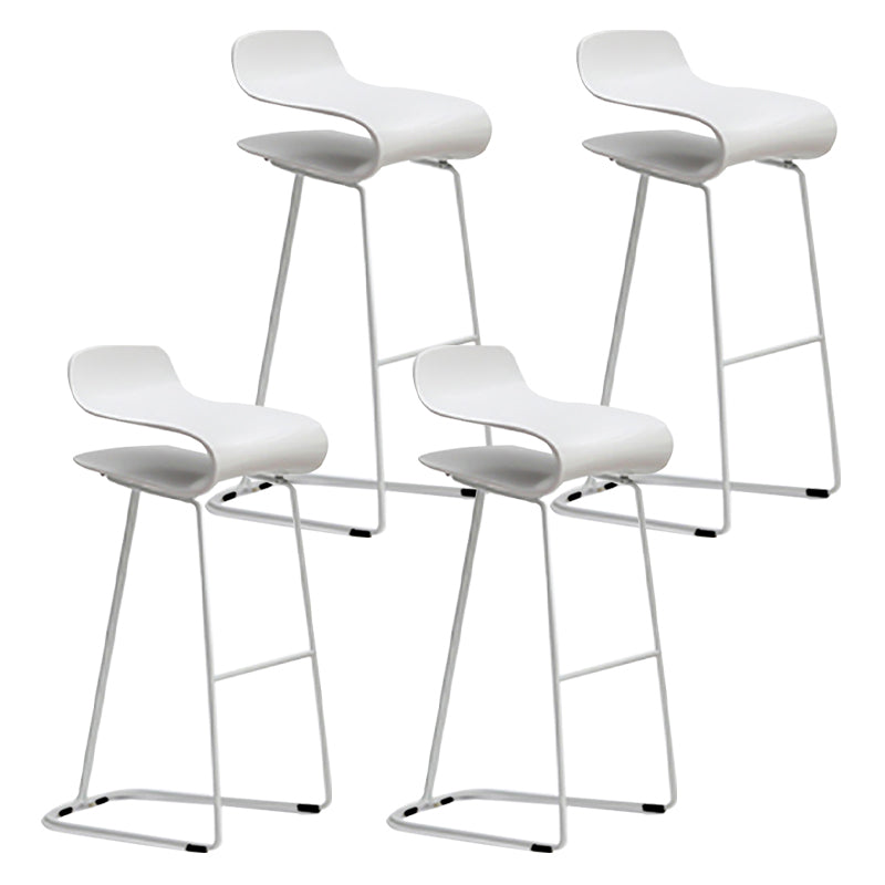 Nordic Stainless Steel Simple Barstool Low Back Indoor Tall Stool with Plastic Seat