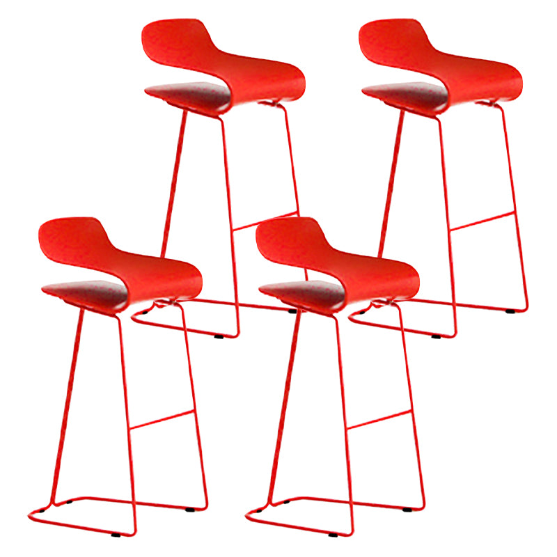 Nordic Stainless Steel Simple Barstool Low Back Indoor Tall Stool with Plastic Seat