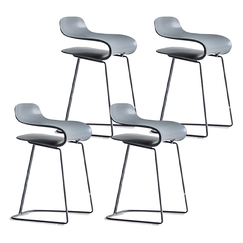 Nordic Stainless Steel Simple Barstool Low Back Indoor Tall Stool with Plastic Seat
