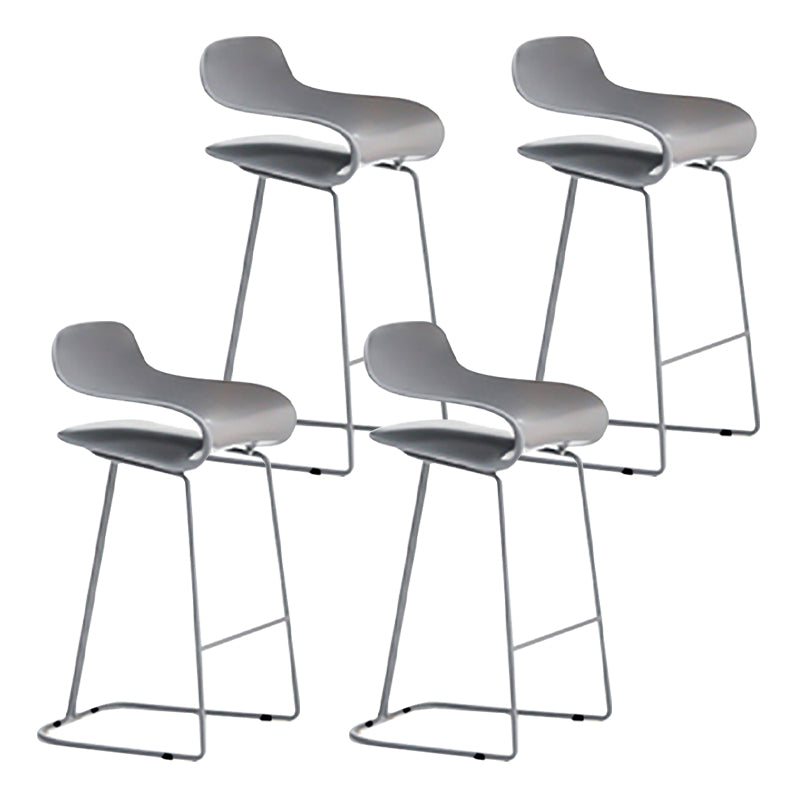 Nordic Stainless Steel Simple Barstool Low Back Indoor Tall Stool with Plastic Seat