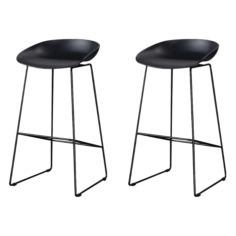 Nordic Indoor Simple Barstool Low Back Steel Tall Stool with Plastic Seat
