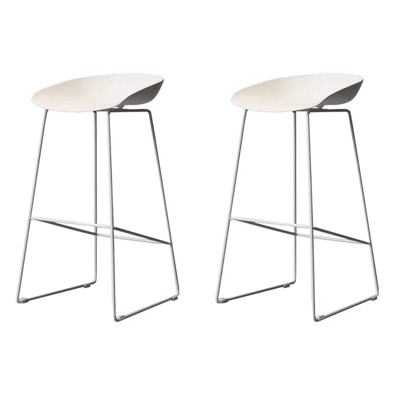 Nordic Indoor Simple Barstool Low Back Steel Tall Stool with Plastic Seat