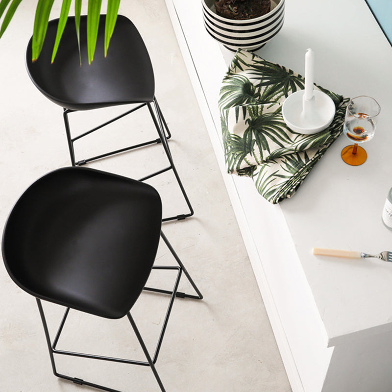 Nordic Indoor Simple Barstool Low Back Steel Tall Stool with Plastic Seat