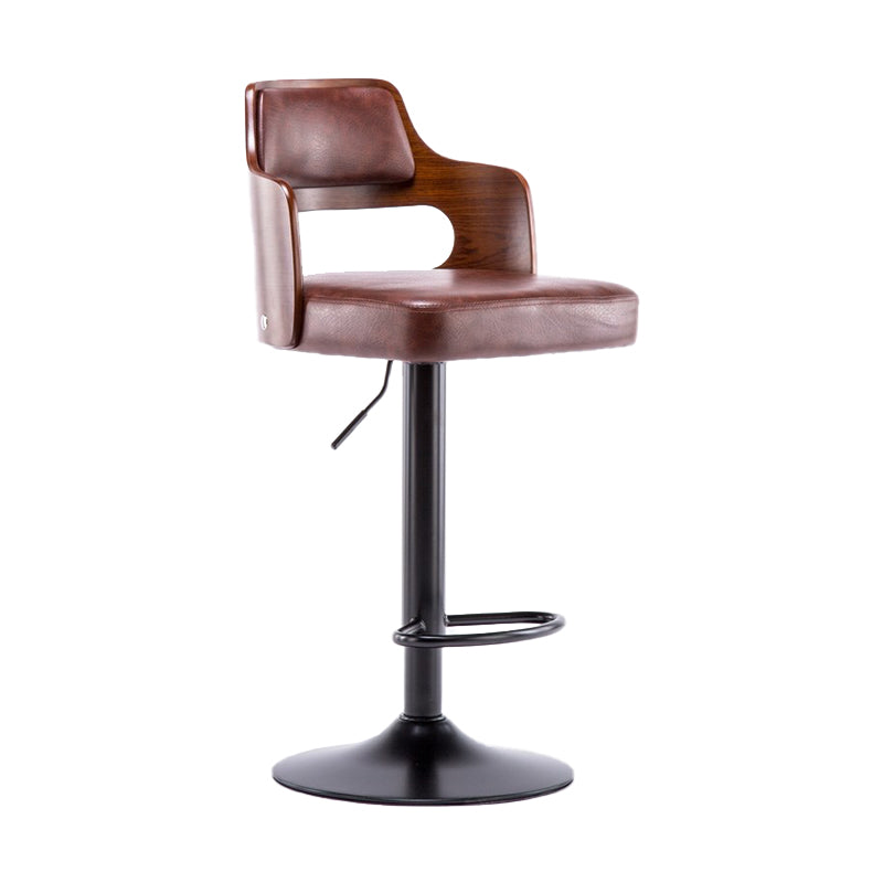 Nordic Style Leather Upholstered Barstool Adjustable Height Swivel single Bar Stool