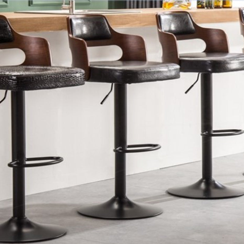 Nordic Style Leather Upholstered Barstool Adjustable Height Swivel single Bar Stool