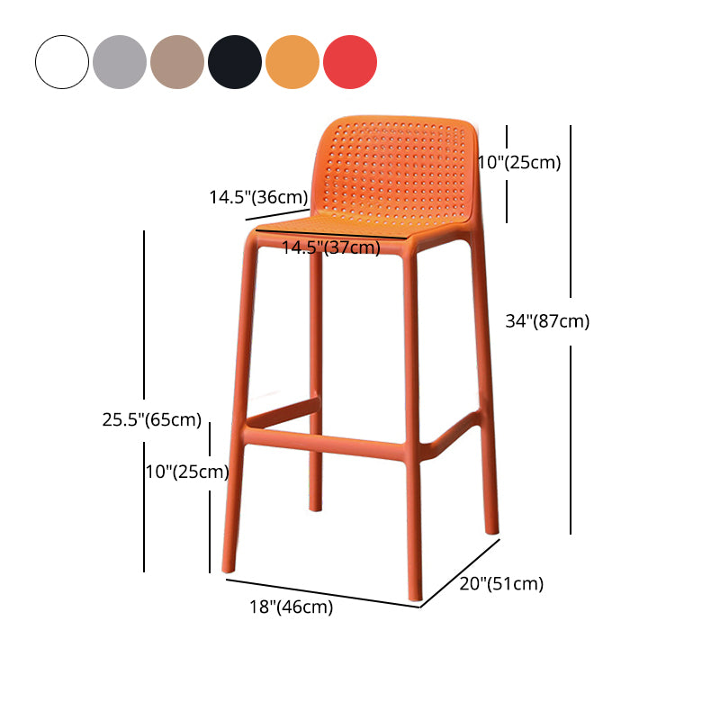 Modern Style Low Back Bar-stool Square Counter Bar Stool with Plastic Legs