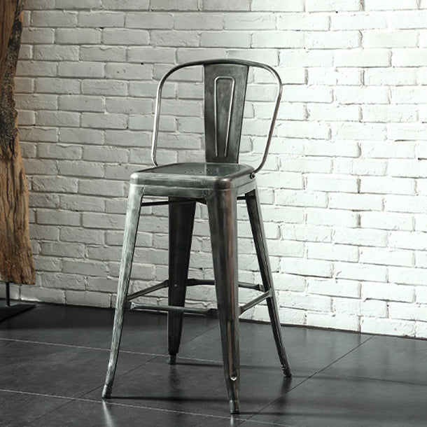 Modern Style Full Back Bar-stool Square Counter Bar Stool with Metal Legs