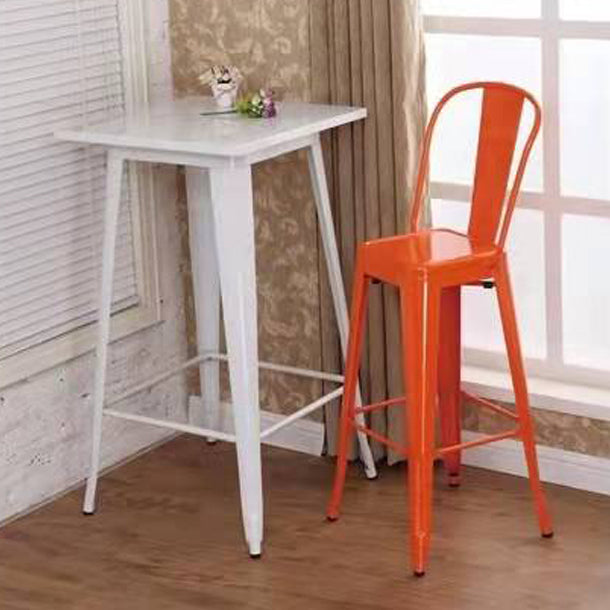 Modern Style Full Back Bar-stool Square Counter Bar Stool with Metal Legs