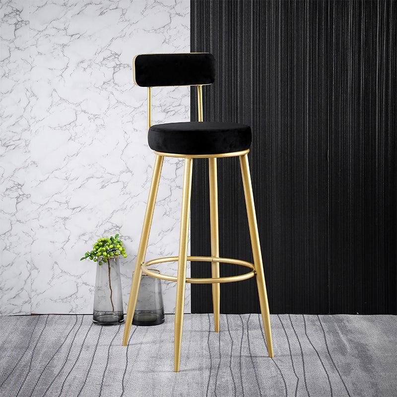Scandinavian Round Low Back Barstools Upholstered Bar Stools