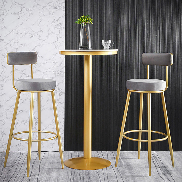 Scandinavian Round Low Back Barstools Upholstered Bar Stools