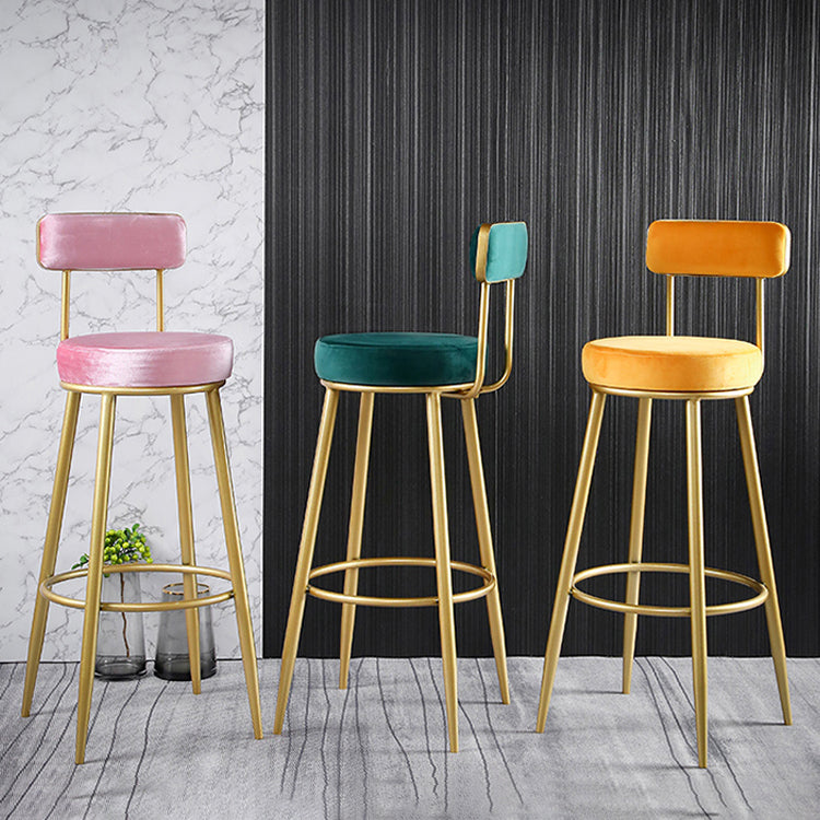 Scandinavian Round Low Back Barstools Upholstered Bar Stools