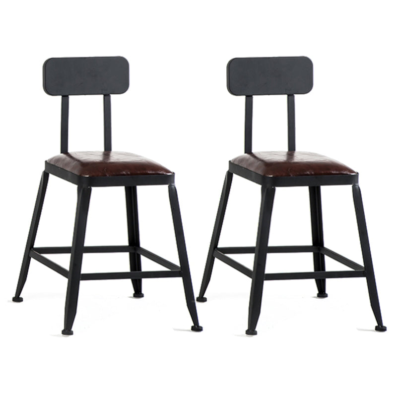 Industrial Footrest Armless Barstool Leather Stackable Coffee Shop Stool
