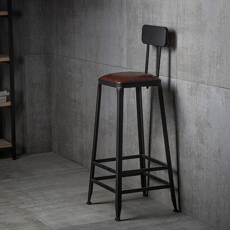 Industrial Footrest Armless Barstool Leather Stackable Coffee Shop Stool