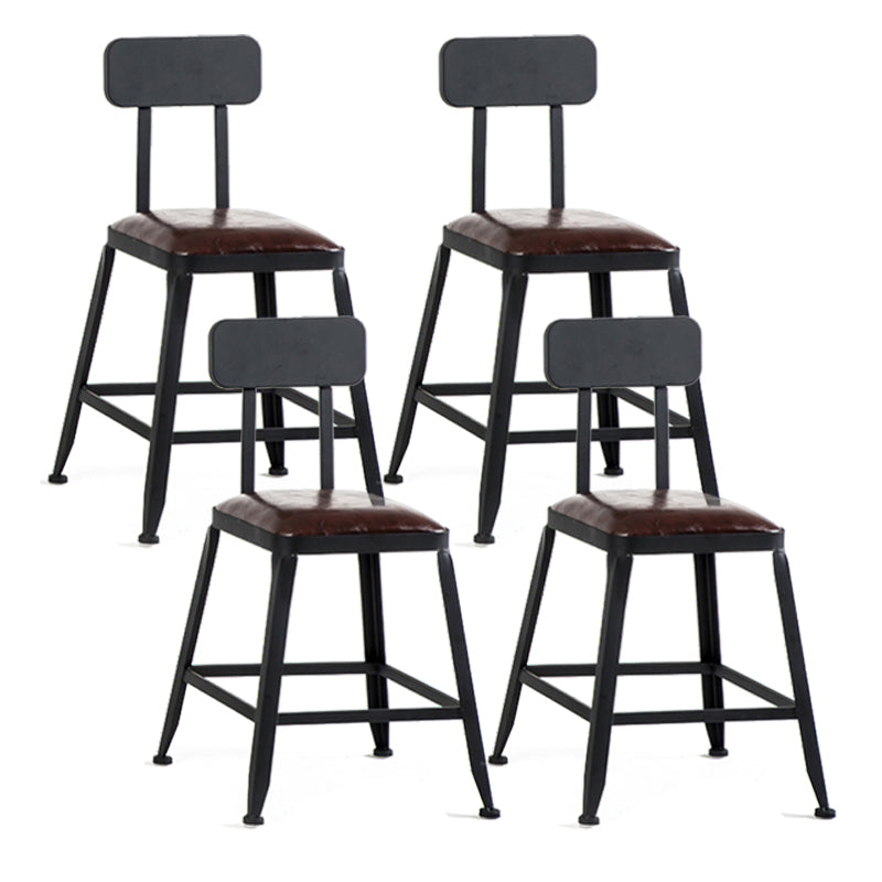 Industrial Footrest Armless Barstool Leather Stackable Coffee Shop Stool