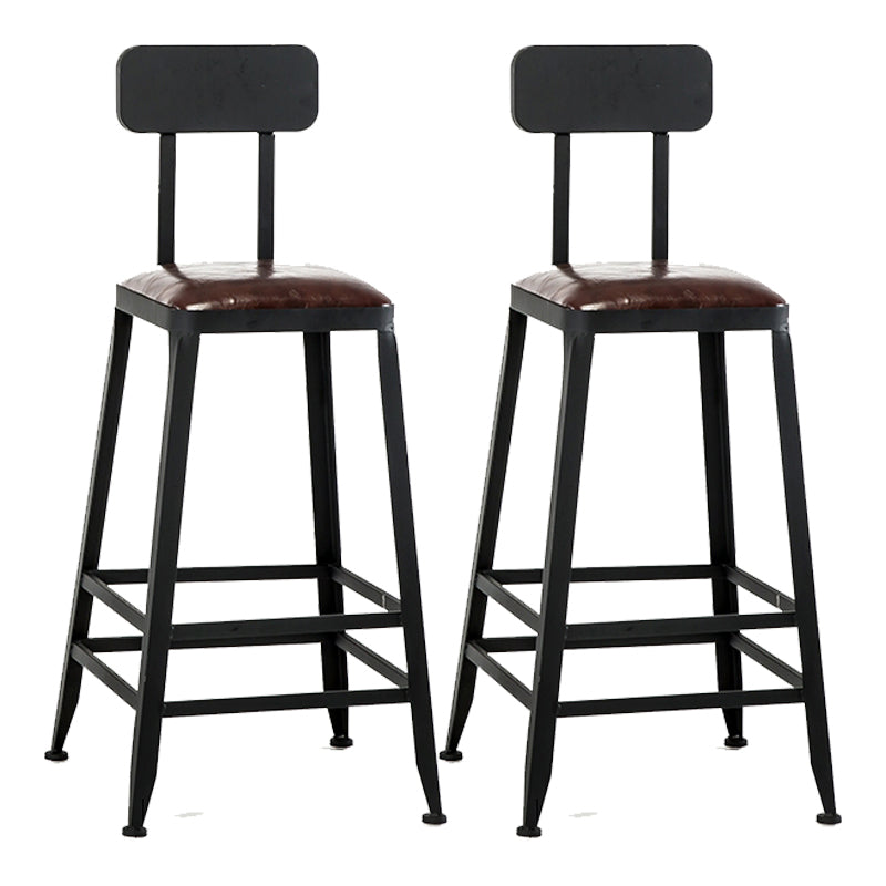 Industrial Footrest Armless Barstool Leather Stackable Coffee Shop Stool
