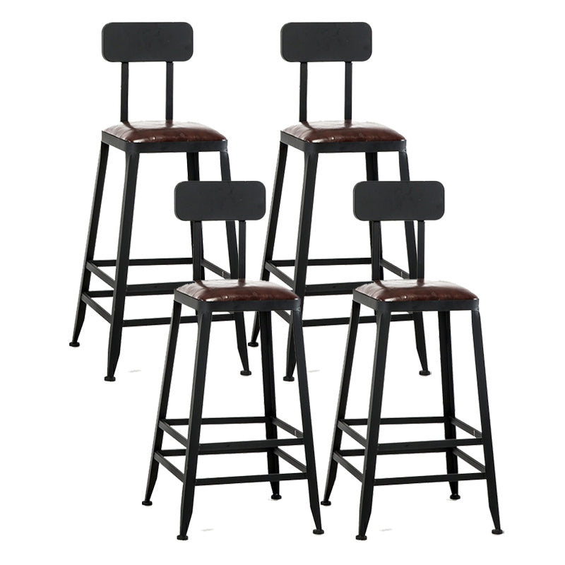 Industrial Footrest Armless Barstool Leather Stackable Coffee Shop Stool