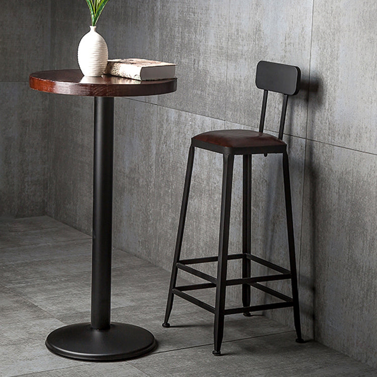 Industrial Footrest Armless Barstool Leather Stackable Coffee Shop Stool