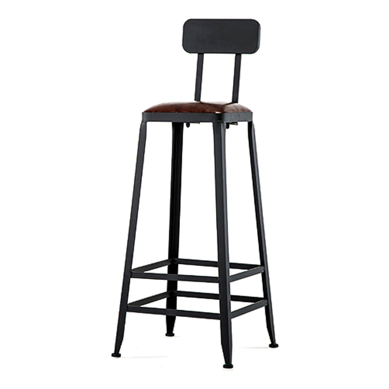Industrial Footrest Armless Barstool Leather Stackable Coffee Shop Stool