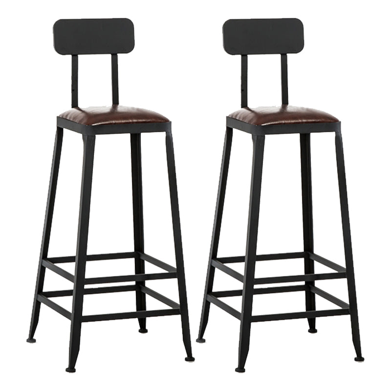 Industrial Footrest Armless Barstool Leather Stackable Coffee Shop Stool