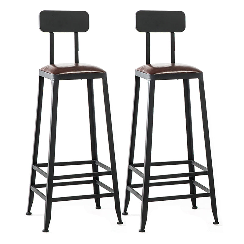 Industrial Footrest Armless Barstool Leather Stackable Coffee Shop Stool